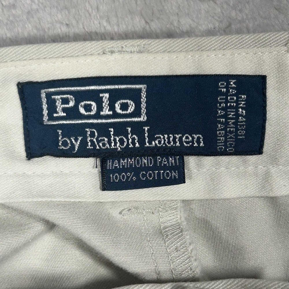 VTG 90s Polo Ralph Lauren Hammond Pant Men 42x30 Khaki Classic Chino Pleated - Picture 16 of 16